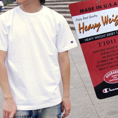 Champion(チャンピオン)【09SS】米国製T-1011無地Tシャツホワイト(C5-P301)