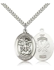 St. Michael National Guard Medal, Sterling Silver, Large, Quarter Size