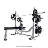 TKO Olympic Flat Bench - Weights, Strength Training, Various Exercises, Workout, Gym, Home, Lifting, Fitness, Features 12 Weight Horns