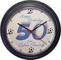 "personalisierte Fussball Fun Wanduhr mit Ihren gew&uuml;nschten VEREINSFARBEN zum Runden Geburtstag Uhr + WUNSCH NAME 18.20.30.40.50.55.60.65.70.75.80.85.90.95.100 Geschenke