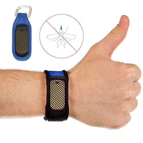 MosquitoAway Mosquito Repellent Bracelet & Bonus Clip! 2x FREE Repellent Refills - [No Spray, DEET-FREE] Natural Pest Control Product for Bugs & Insects - Perfect for Children, Adults, Women and Men - Blue/Black