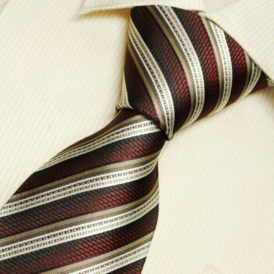 Brown striped tie for men khaki stripes anniversary gifts discount silk tie T7002
