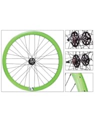 Sports: Origin8 Track Attak Wheel Set - 700c, 32H, Fixie, NMSW, Lime/Black/Black - Origin8