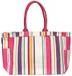 Cotton Colorful Striped Beach Bag with Cotton Cord Handle 18"x14"x6"