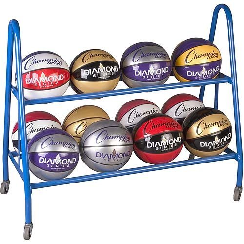 Champion Sports 12-Ball Powder Coated Ball Storage Cart