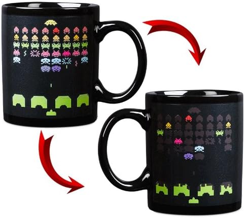 Interesting Mug 11oz Ceramic Space Invader Mug / Color-changing Aircraft Game Coffee Cup