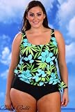 Beach Belle Botanica Plus Size Blouson Tankini Swimsuit - Women's Swimsuit Plus Size Swimsuits