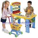 KIDS PRETEND PLAY SUPER MARKET STORE W/CASH REGISTER + SHOPPING CART & PLAY FOOD / GREAT MATH & MONEY PRACTICE (kitchen store)