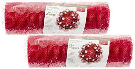 2 Pack Red FloraCraft® SimpleStyle 10 inch Decorative Mesh with Metallic Strands