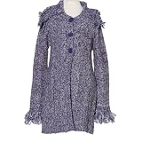 Kids Energie Girls Long Navy Button Down Fringed Sweater 8-16