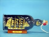 Green Flying Cloud Ship in Bottle w/Sky 11
