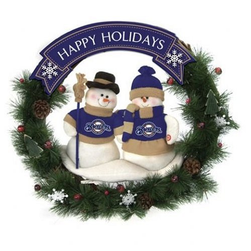 Milwaukee Brewers Team Snowman Christmas Wreath