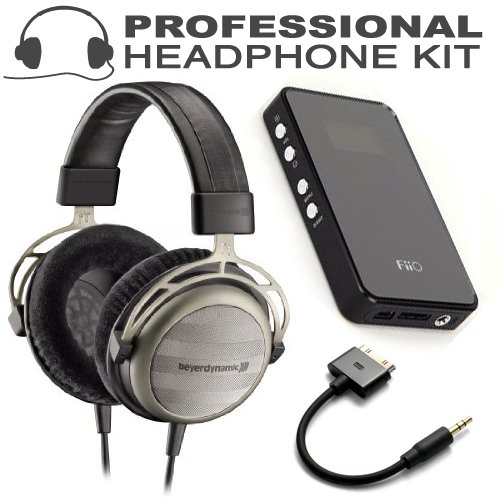 Beyerdynamic T1 Tesla Audiofile Stereo Headphone + FiiO E7 USB DAC and Portable Headphone Amplifier (Black) + FiiO L3 Line Out Dock (LOD) Cable For iPod and iPhone
