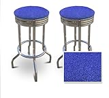 IMAGE OF 2 Glitter Blue Textured Fabric Specialty / Custom Barstools Set