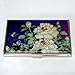 Antique Alive Mother of Pearl Peony Painting Design Purple Business Credit Id Card Holder Case Metal Stainless Steel Engraved Slim Money Wallet
