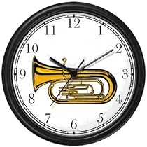 Tenor Horn, Euphonium or Tuba Musical Instrument - Music Theme Wall Clock by WatchBuddy Timepieces (Hunter Green Frame)
