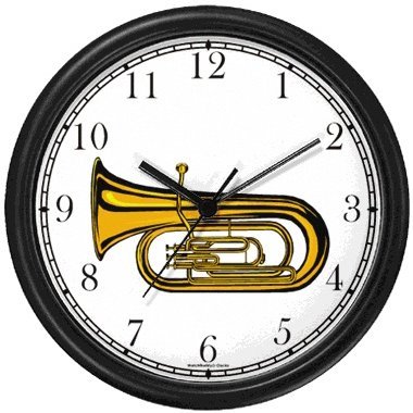 Tenor Horn, Euphonium or Tuba Musical Instrument - Music Theme Wall Clock by WatchBuddy Timepieces (Black Frame)