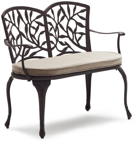 Strathwood Flores Cast Aluminum Bench with Seat Cushion