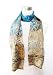 Satin Double Ply Gold Paisley Ornamental Print on Turquoise - Silk Scarf 11" x 64" (Unisex)