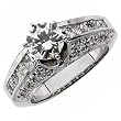 14K White Gold Vintage Style Diamond Engagement Ring (Center stone is not included)