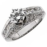 14K White Gold Vintage Style Diamond Engagement Ring (Center stone is not included)