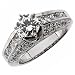 14K White Gold Vintage Style Diamond Engagement Ring (Center stone is not included)
