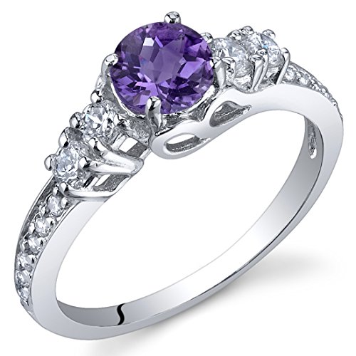 Enchanting 0.50 Carats Amethyst Ring in Sterling Silver Rhodium Nickel Finish Sizes 5 to 9