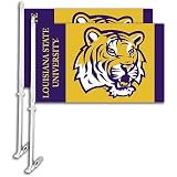 Bsi Lsu Tigers Car Flag W/Wall Brackett Set Of 2