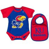 NCAA Unisex Infant/Toddler Kansas Jayhawks Infant Derby Onesie & Bib Set (Royal, 6-12 mo)