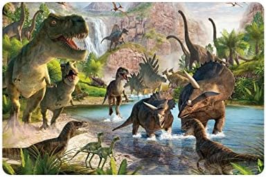 Home Fashions Rectangle Machine-washable Non-Slip Funny Dinosaur T-Rex Painting Doormat Floor Mat - 23.6 x 15.7inches,3/16" Thickness