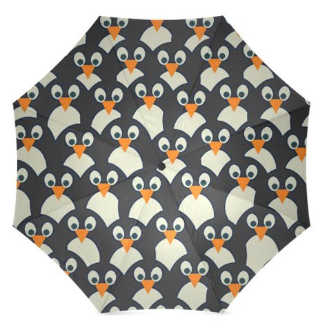 Smiling Face Design Auto Foldable Umbrella Penguin Pile-Up Daily Use Travel Use Custom Umbrella Nice Gift for Someone