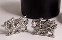 Pewter cufflinks in a wooden presentation box AEW3829000 - Welsh Dragon design