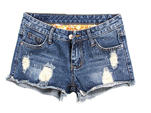 Generic Womens Low Rise Ripped Denim Distressed Shorts