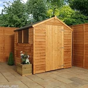Overlap Wooden Shed â¦ Window â¦ Single Door â¦ Apex Roof &amp; Felt 