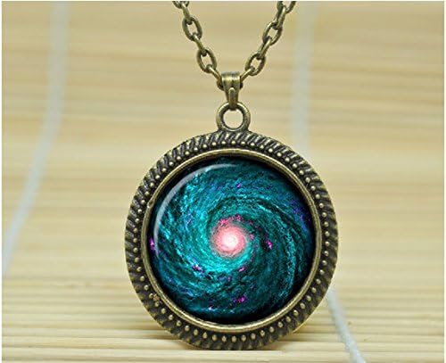 JustSong Fashion Jewelry Helix Nebula Pendant Helix Nebula Necklace Helix Nebula Jewelry Galaxy Universe Stars Space Glass Cabochon Necklace A0496