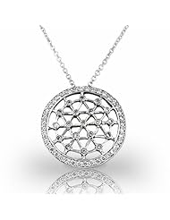 14KT White Gold Dazzling Diamond Fashion Pendant featuring bezel and prong set diamonds. 5/8 CTW