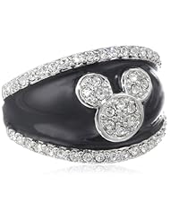 Disney Mickey Black Enamel and Cubic Zirconia Ring