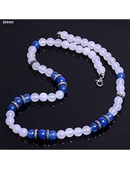 Diamond Pave Genuine Gemstone Beads Strand Necklace Silver Jewelry
