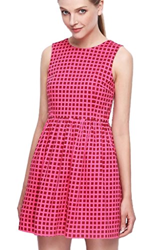 レディース　春　夏　チェリーピンク色　ノースリーブワンピース　膝上　明るい鮮やかコーデ　ガーリーな大人ファッション　春夏のギンガムチェックノースリーブワンピースです　外出や旅行のファッション　流行　3サイズ：S M XL　『限定・巾着袋付き』