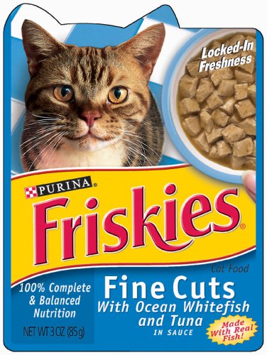 Friskies Cat Foods with Ocean Whitefish & Tuna in Sauce, 3-Ounce Pouches (Pack of 48)