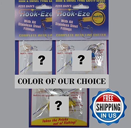 Hook-Eze (3 Packs color of OUR choice) Fishing Hook Cover and Safety Tieing Device