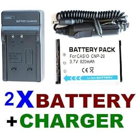 NEEWER® 2X NP-20 Batteries + Charger Set for Casio Exilim Card EX-S500, EX-S600, EX-S770, EX-S880 & MORE!
