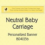 Neutral Baby Carriage - Personalized Baby Shower Banner