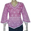 Summer Tops for Women Cotton Chikan Embroidered Size M