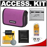 Olympus Water-Resistant Sport Neoprene Case (Plum) + Li-50B Battery + Acces ....