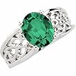 14K White Gold Chatham Created Emerald Ring