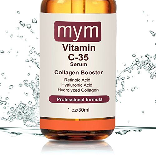 New 3 in 1 Best Organic Vitamin C 35% Serum + Hyaluronic Acid + Hydrolyze Collagen + Retinoic Acid. Collagen Booster Helps Repair Sun Damage, Fade Age Spots, Dark Circles, Wrinkles & Fine Lines
