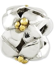 Sterling Silver Reflections Gold plated & Polished Flowers Bead