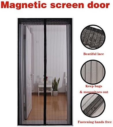LOOTO Magnetic Screen Door ,Full Frame Velcro,Instant Bug Mesh,Close Automatically Tightly Hands Free Fits Doors Up To 36" x 82" MAX (Black)