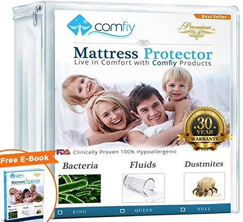 Comfiy waterproof king size mattress protector, white